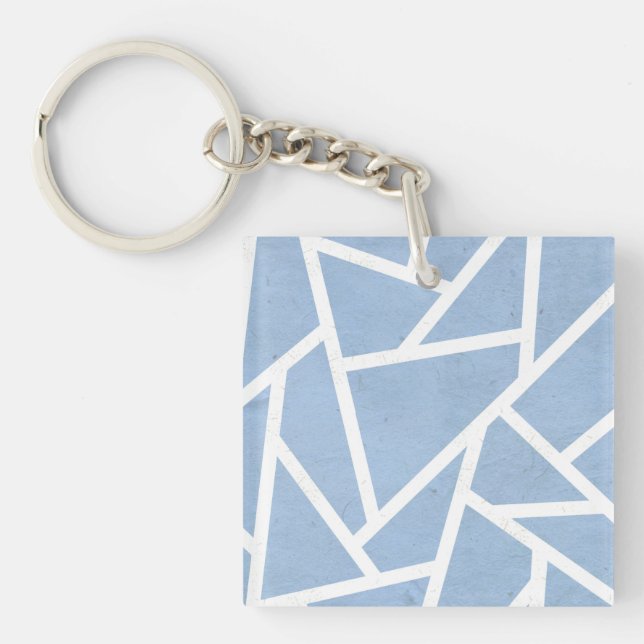 Pale blue and white mosaic pattern keychain (Front)