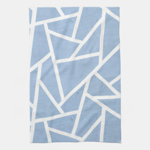 Pale blue and white mosaic pattern kitchen towel