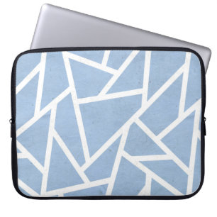 Pale blue and white mosaic pattern laptop sleeve