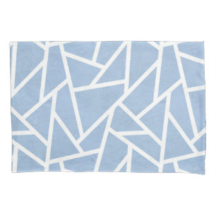 Pale blue and white mosaic pattern pillowcase