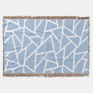 Pale blue and white mosaic pattern throw blanket