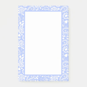 Pale Blue and White Paisley Patterned Pretty Post-it Notes