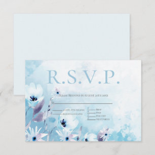 Pale Blue Anemone Flowers Menu Choice RSVP