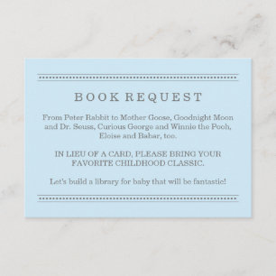 Pale Blue Baby Shower Book Request Enclosure Card