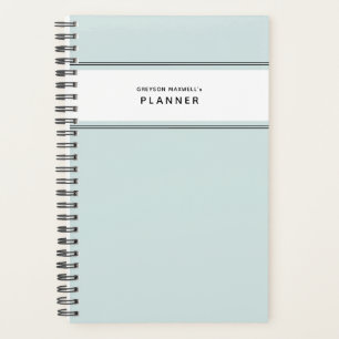 Pale Blue Black and White Minimal Simple Planner