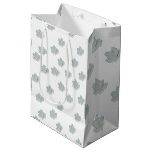 Pale Blue Blossoms On White  Medium Gift Bag