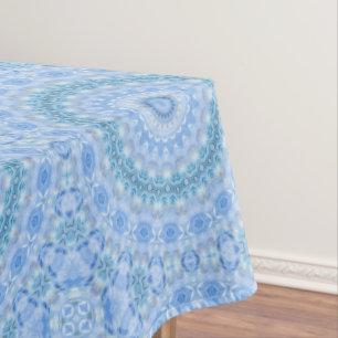 Pale blue, blue tablecloth