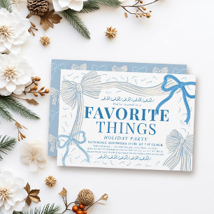 Pale Blue Bows Favourite Things Holiday Party Invitation