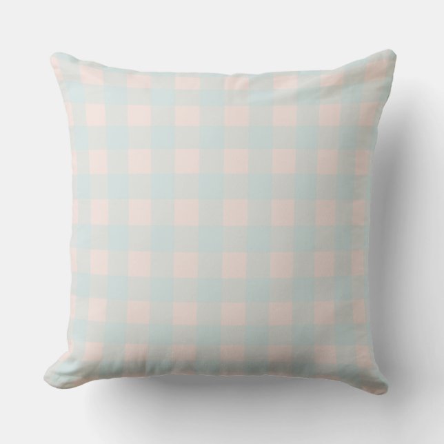 Pale Blue Buffalo Plaid | Urban Farmhouse Style Outdoor Pillow (Front)