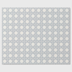 Pale Blue Cane Weave, Bone Ground Wrapping Paper