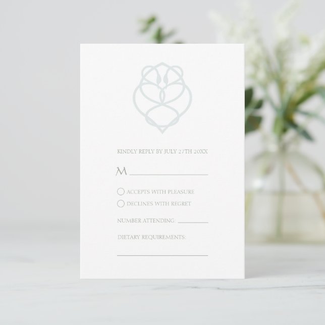 Pale Blue Celtic Irish Swan Love Knot Wedding RSVP Card (Standing Front)