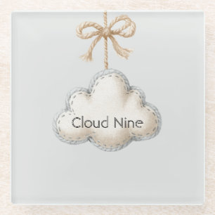 Pale Blue Cloud Nine Glass Coaster
