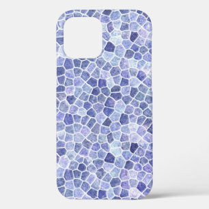 Pale Blue Cobbled Patchwork Terrazo Pattern iPhone 12 Case
