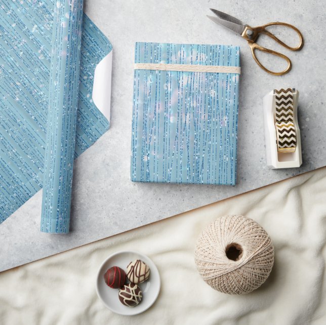 Pale Blue Crystal Curtains Wrapping Paper (Crafts)