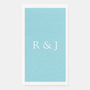 Pale Blue Cyan Monogram Initial Ampersand Wedding Napkin