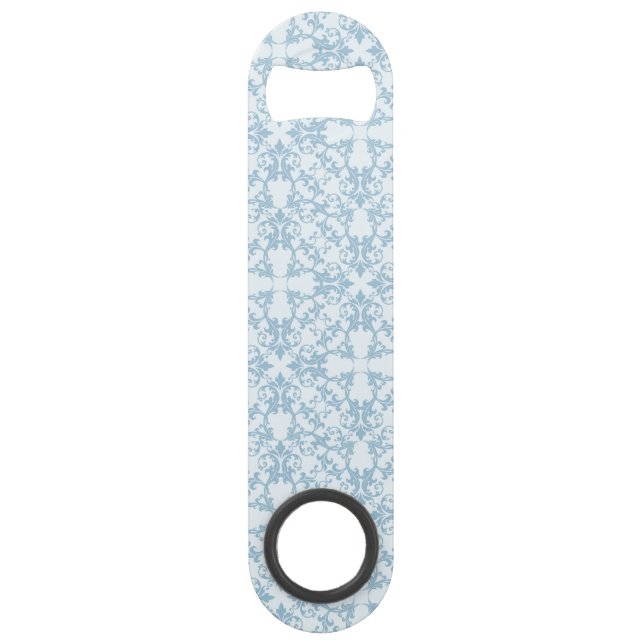 Pale Blue Damask Bar Key (Front)