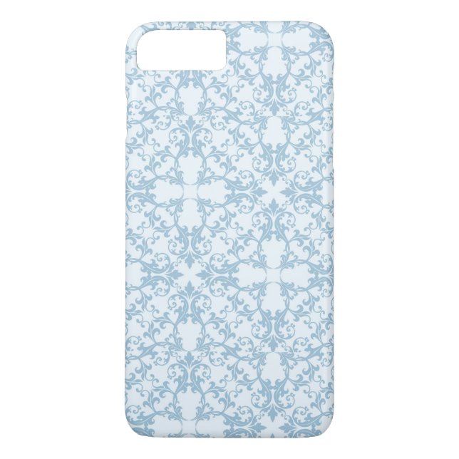 Pale Blue Damask Case-Mate iPhone Case (Back)