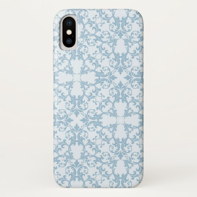 Pale Blue Damask Case-Mate iPhone Case (Back)
