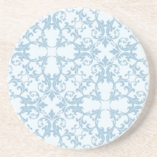 Pale Blue Damask Coaster