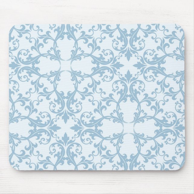 Pale Blue Damask Mouse Pad (Front)