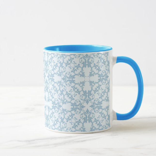 Pale Blue Damask Mug (Right)