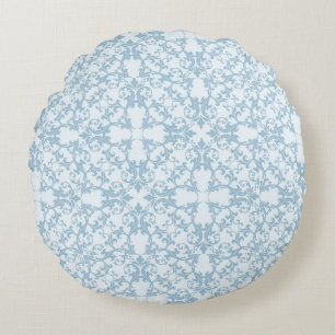 Pale Blue Damask Round Pillow