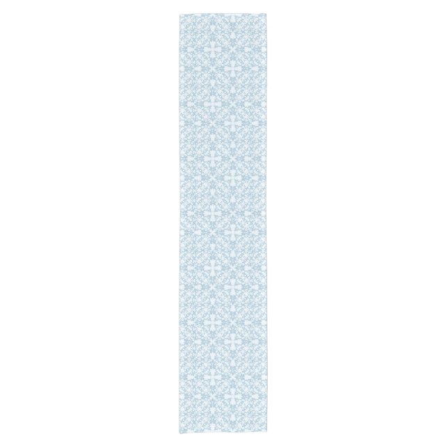 Pale Blue Damask Short Table Runner (Front)