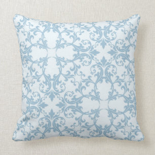 Pale Blue Damask Throw Pillow