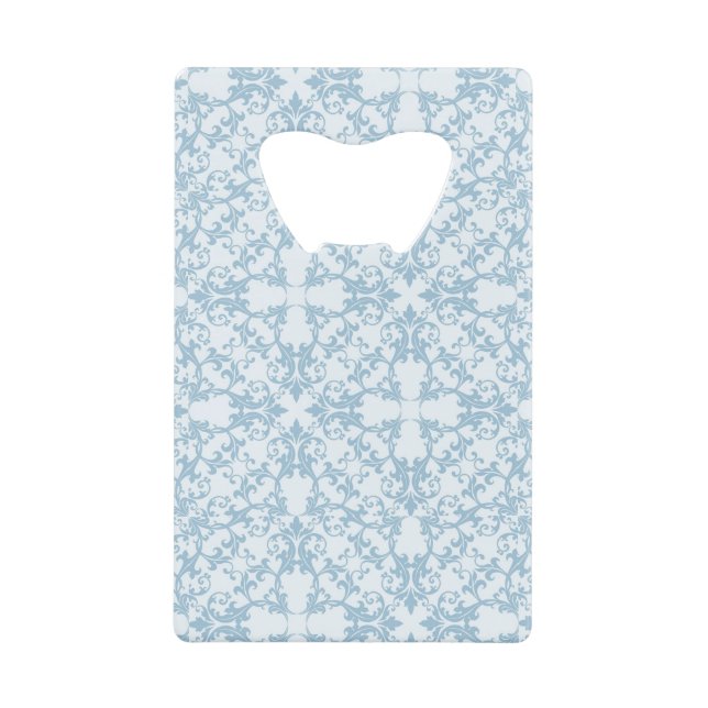 Pale Blue Damask Wallet Bottle Opener (Front)