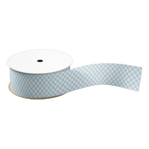 Pale Blue Diagonal Gingham Grosgrain Ribbon