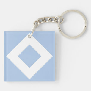 Pale Blue Diamond, Bold White Border Keychain