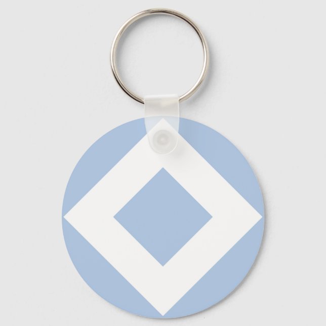 Pale Blue Diamond, Bold White Border Keychain (Front)