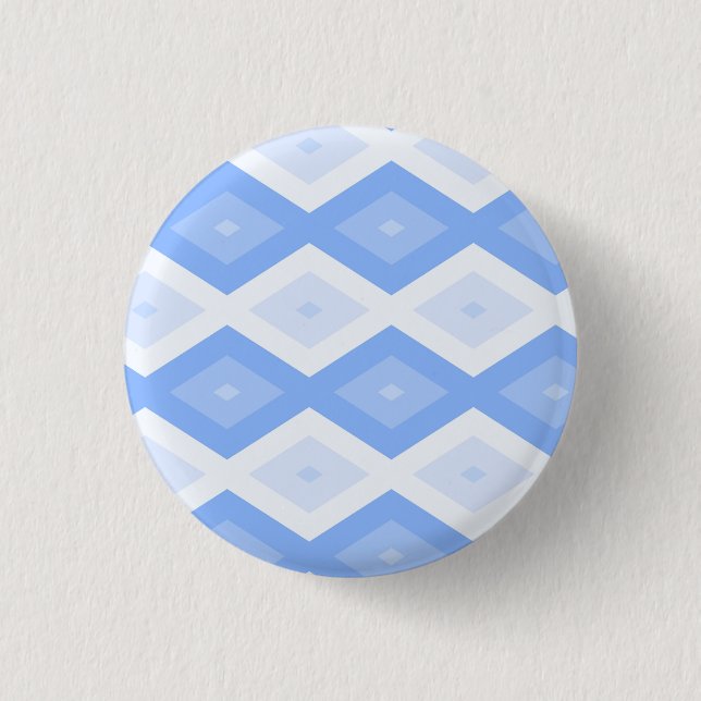Pale blue diamond pattern 1 inch round button (Front)