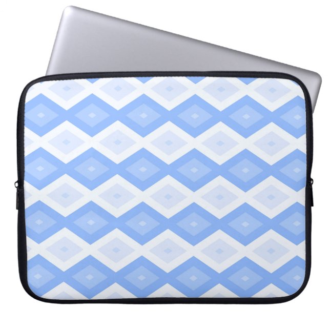 Pale blue diamond pattern laptop sleeve (Front)