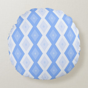 Pale blue diamond pattern round pillow