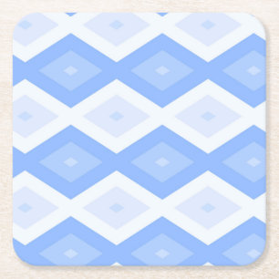 Pale blue diamond pattern square paper coaster
