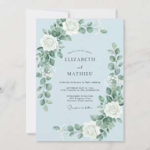 Pale Blue Ethereal Bloom Wedding Invitation