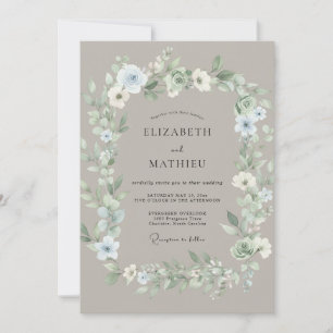 Pale Blue Ethereal Floral Wedding Invitation
