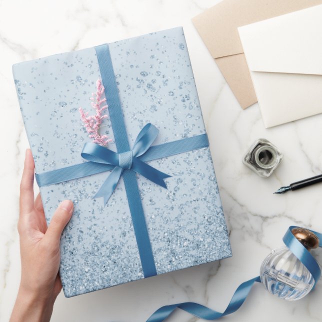 Pale Blue Faux Glitter  Wrapping Paper (Gifting)