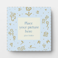 Pale blue fleur photo plaque
