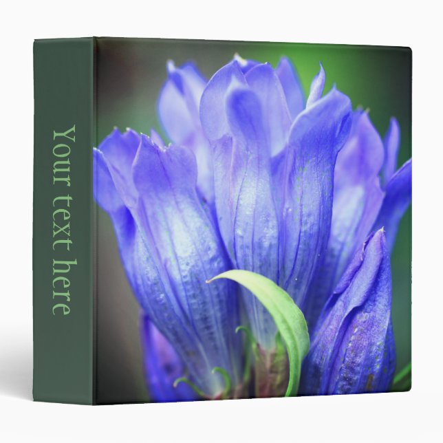 Pale Blue Gentian Flower In Bloom Personalized Binder (Front/Spine)