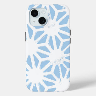 Pale blue geometric pattern iPhone 15 case