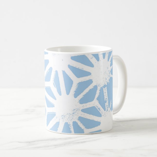Pale blue geometric pattern coffee mug (Front Right)