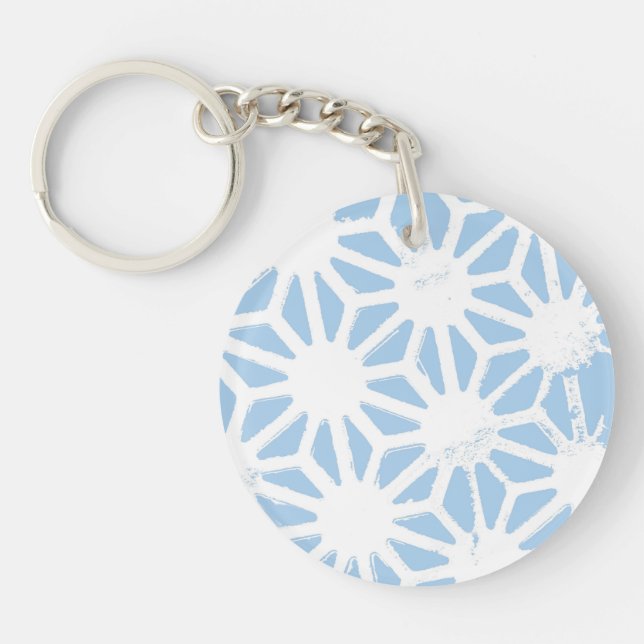 Pale blue geometric pattern keychain (Front)