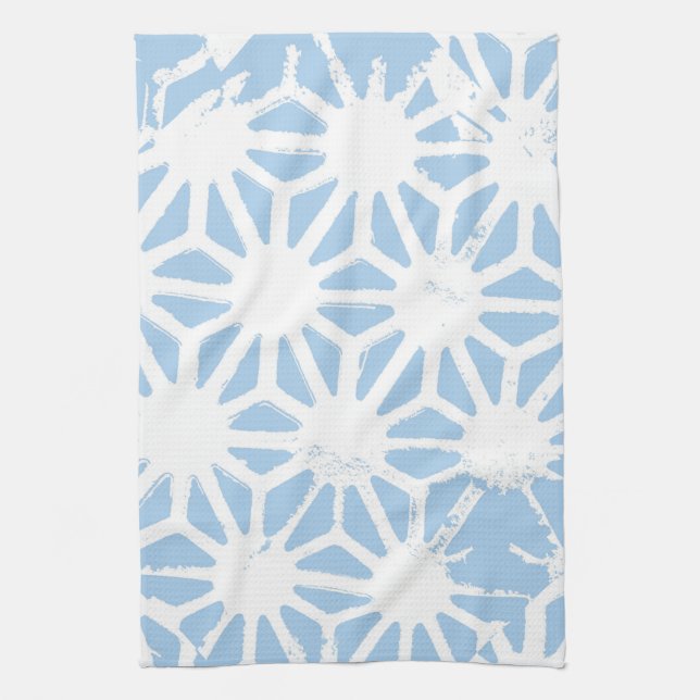 Pale blue geometric pattern kitchen towel (Vertical)