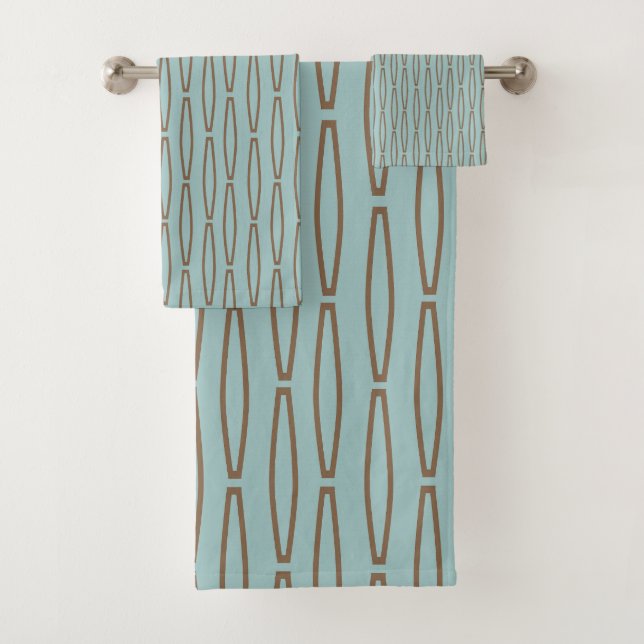 Pale Blue Geometric Repeat  Bath Towel Set (Insitu)