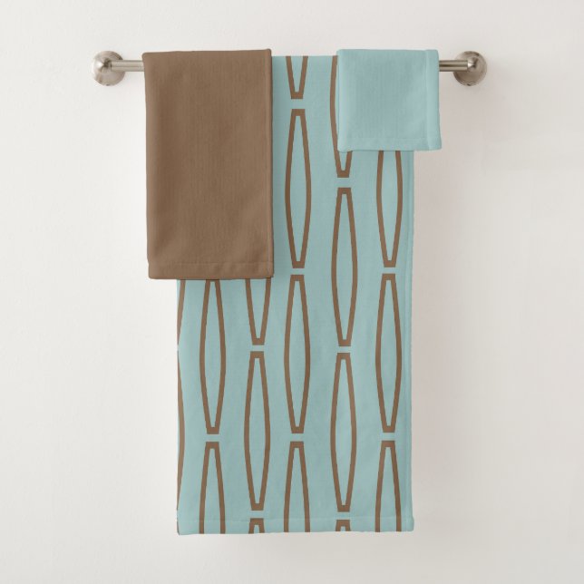 Pale Blue Geometric Repeat  Bath Towel Set (Insitu)