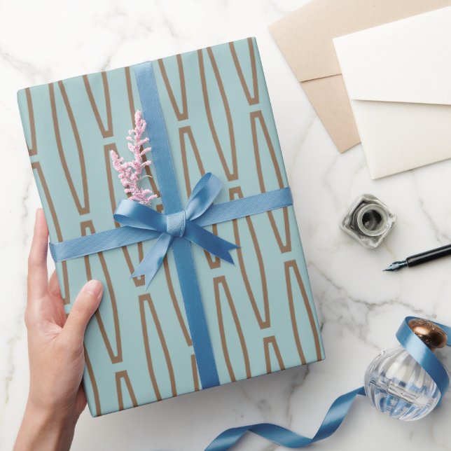 Pale Blue Geometric Repeat  Wrapping Paper (Gifting)