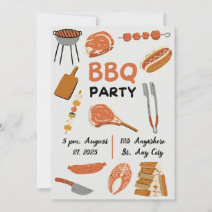 Pale Blue Gingham Baby Shower BBQ Invitation 