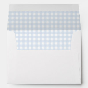 Pale Blue Gingham Classic Boys Baby Shower Address Envelope